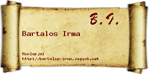 Bartalos Irma névjegykártya